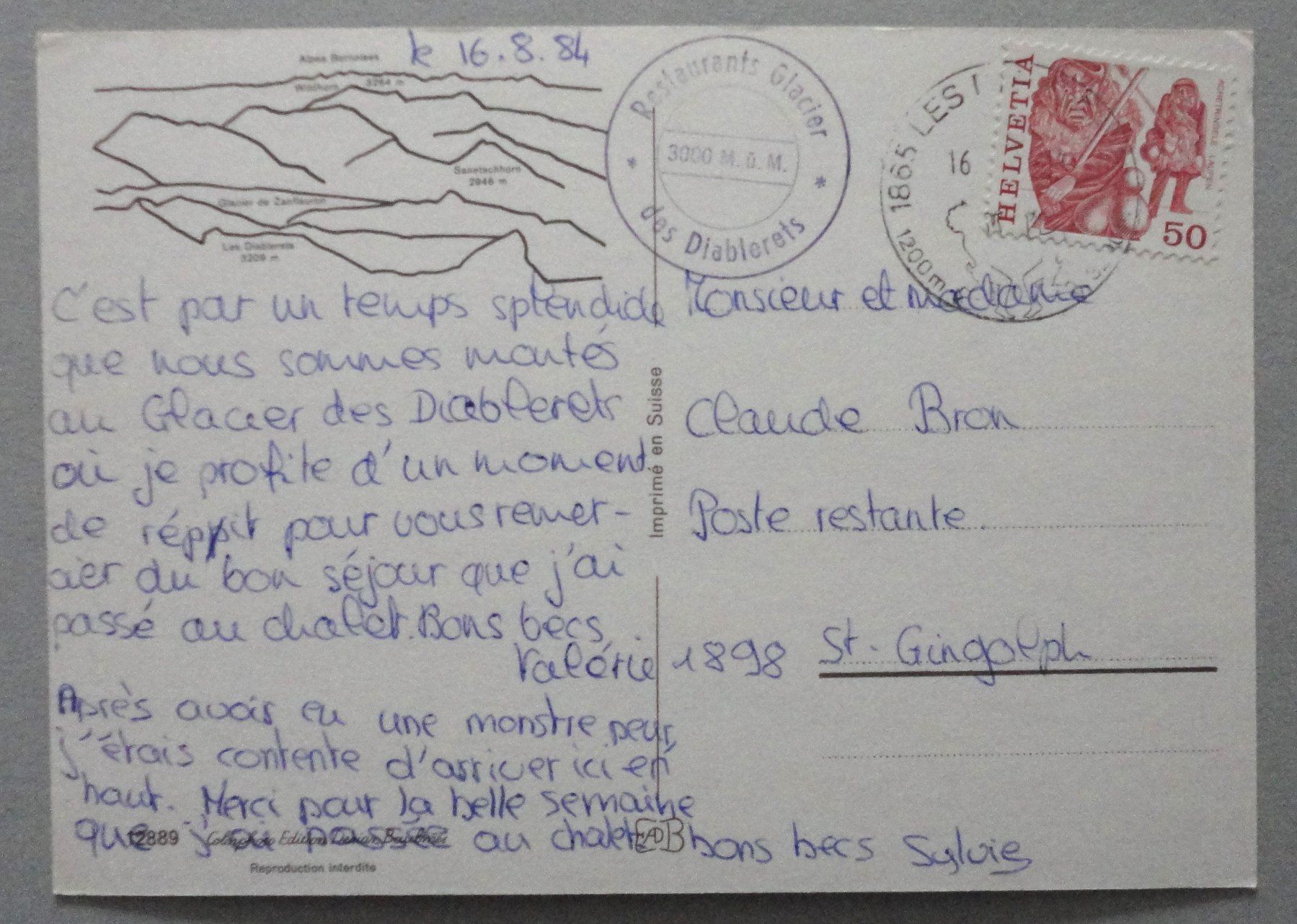 Cartoline postali: Glacier des Diablerets, 3000 m ü.M. – Usato da Fétigny venduto da Billy2miny 1