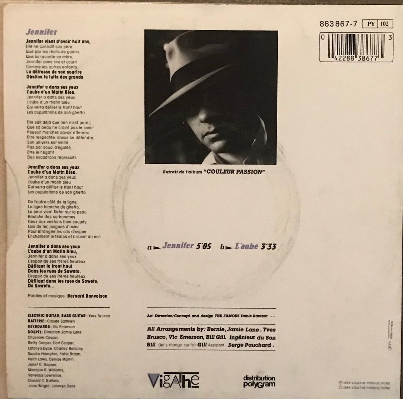 Dischi in vinile: BERNIE BONVOISIN - JENNIFER – Usato da Bussigny venduto da vinyl-pas-cher 1