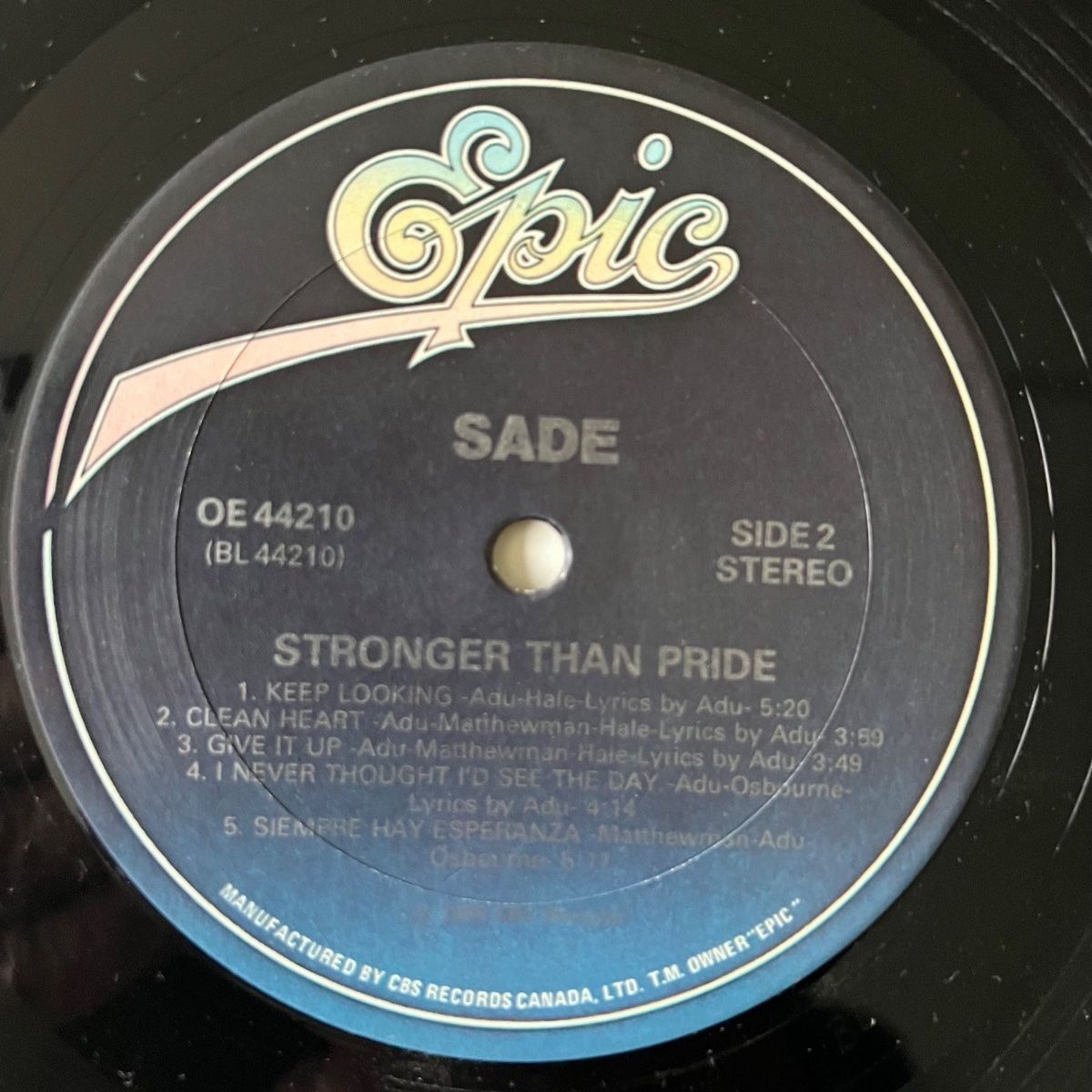 Dischi in vinile: Sade - Stronger Than Pride / 1. Canada-Press. 1988 - TOP – Usato da Gais venduto da soundcave57 3