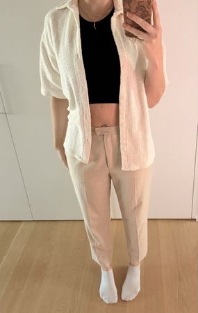 Pull&Bear Sommer Bluse Crème Weiss gr XS beige Bluse Hemd 