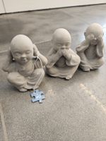3er Set kleine Buddhas Deko Figuren Betonoptik