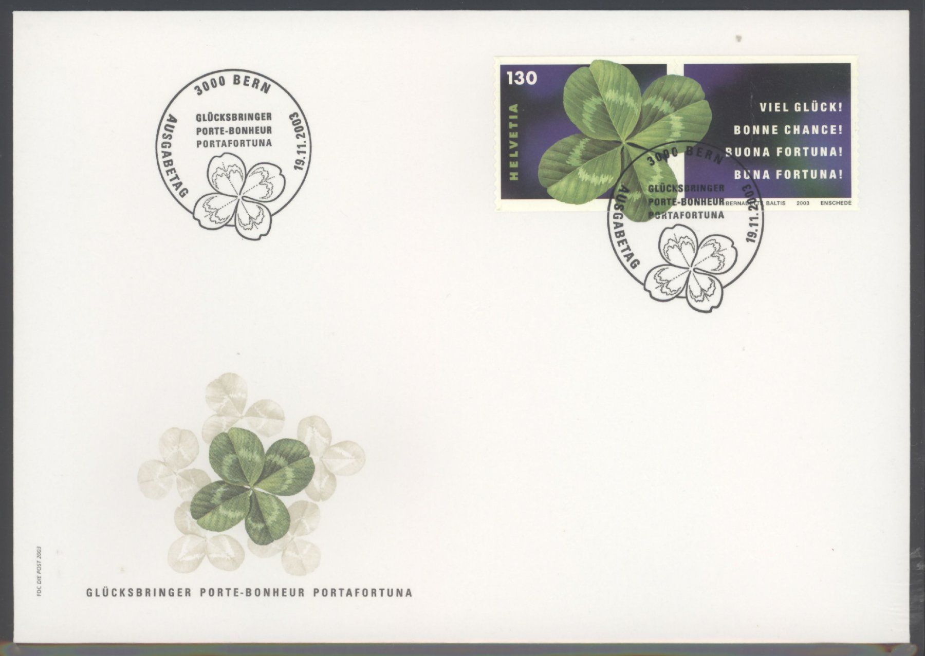 Tutti i francobolli: 2003, FDC, Sondermarke Viel Glück – Usato da Willisau venduto da Vollstempel