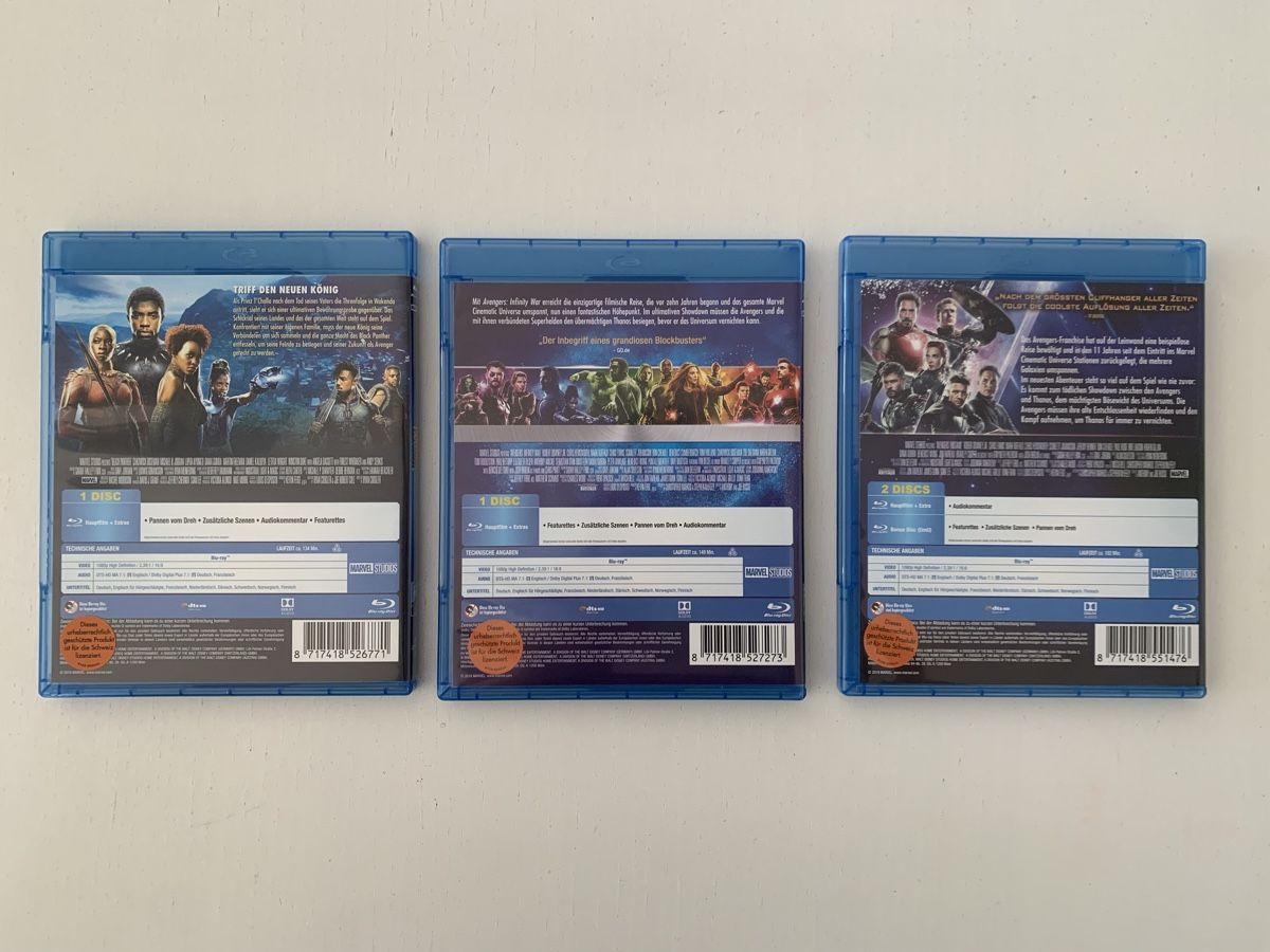 Tutti i DVDs: Black Panther, Avengers: Endgame, Infinity War - BluRay – Usato da Zürich venduto da createdindust 1