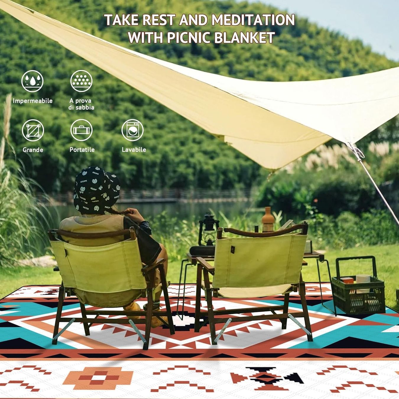 Coperte: Picknickdecke Wasserdicht 200x200cm – Nuovo e nell'imballaggio originale da Nuglar venduto da SaleRitter 6