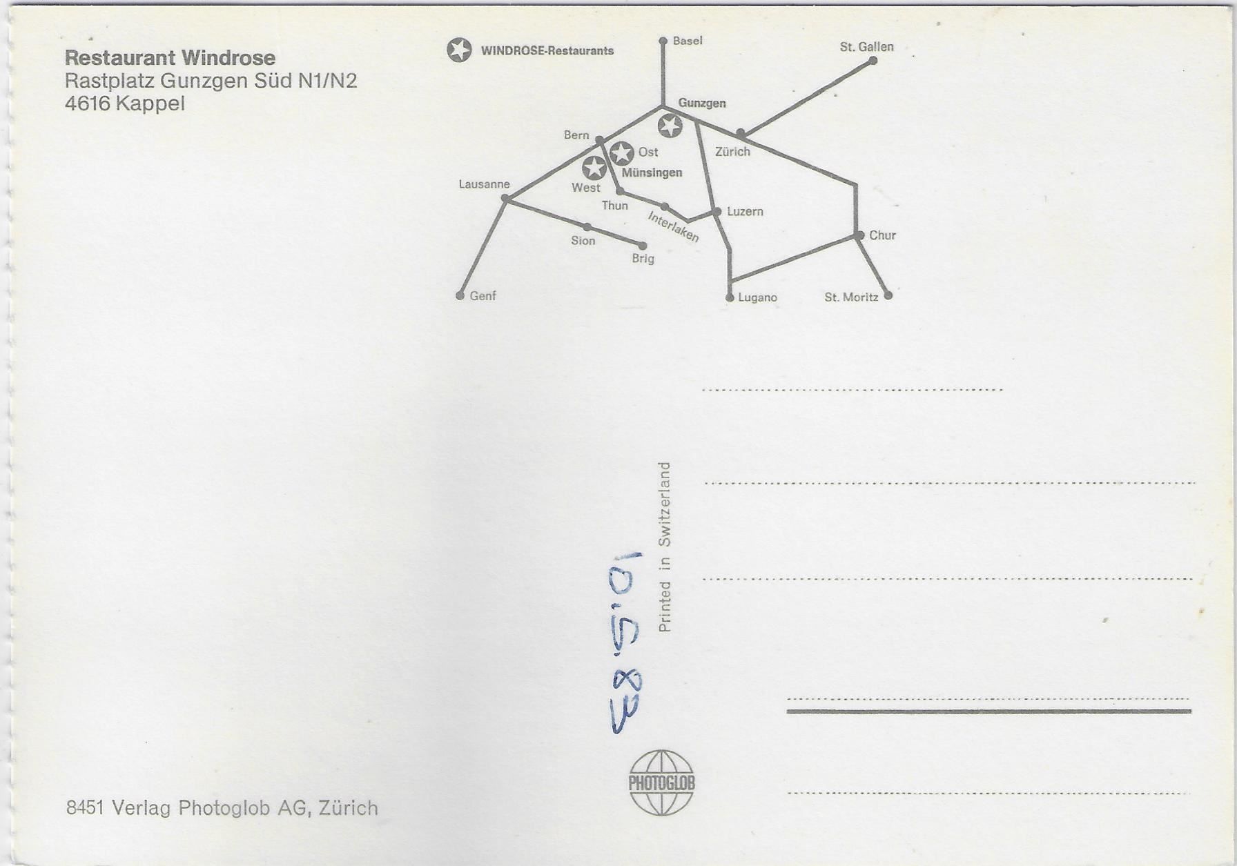 Cartoline postali: Restaurant Windrose Rasplatz Gunzgen Süd – Usato da Ettingen venduto da Kartenplanet 1