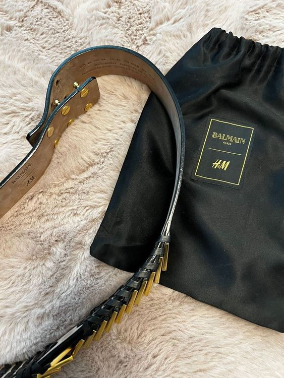 Ceinture Cuir Balmain X H&M Femme Noire - Taille M, Neuf Sans étiquette, Collection édition Limitée