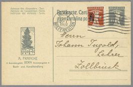 1921, ILLUSTR. 7 1/2 RP. PRIVAT-GS A. FRANKE BERN. Ia ERH.