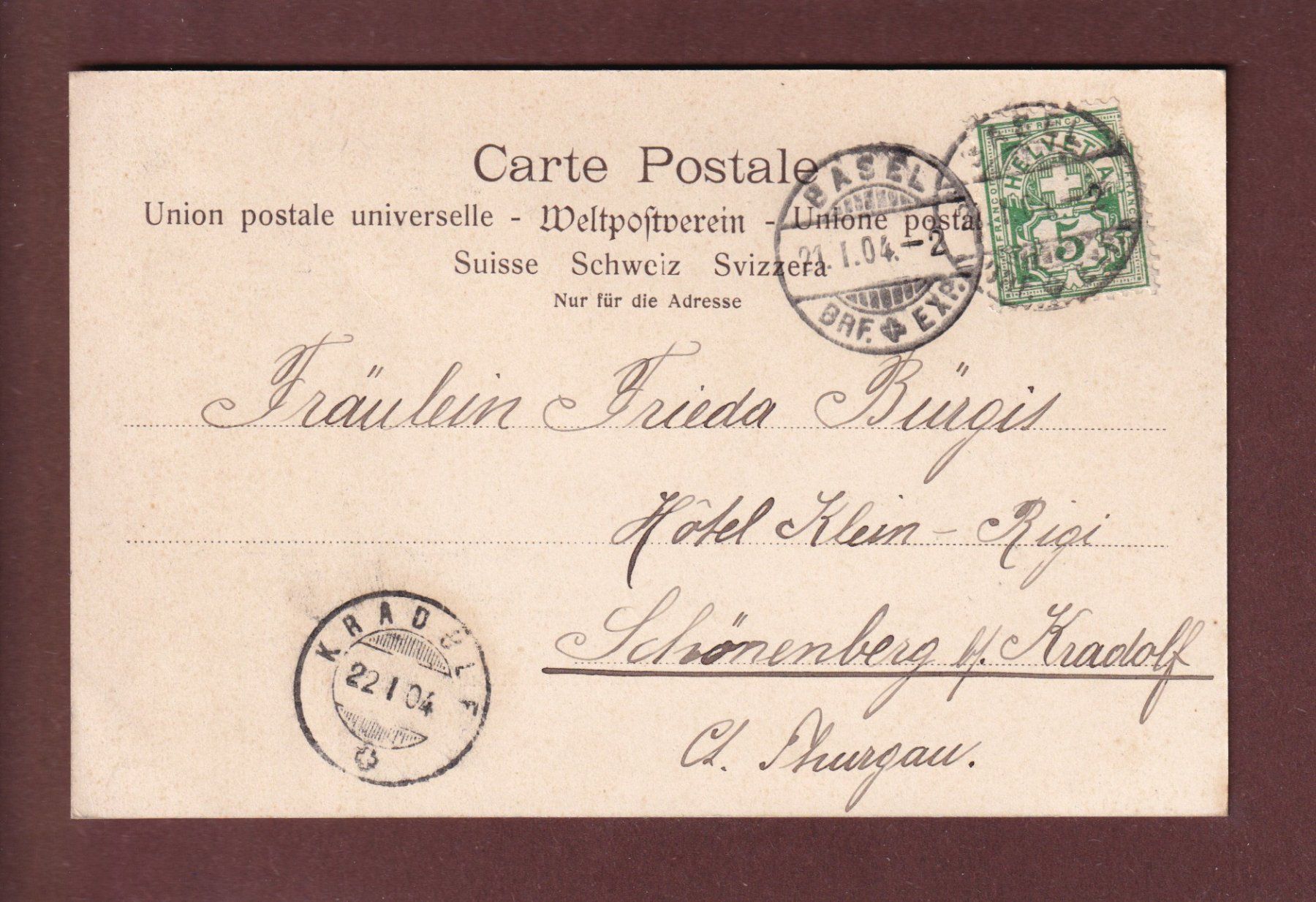 Cartoline postali: BASEL - Elisabethkirche - 1904 – Usato da Pully venduto da nicecards 1