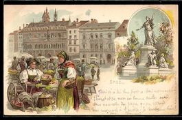 Litho Basel, Marktszene mit Marktstände