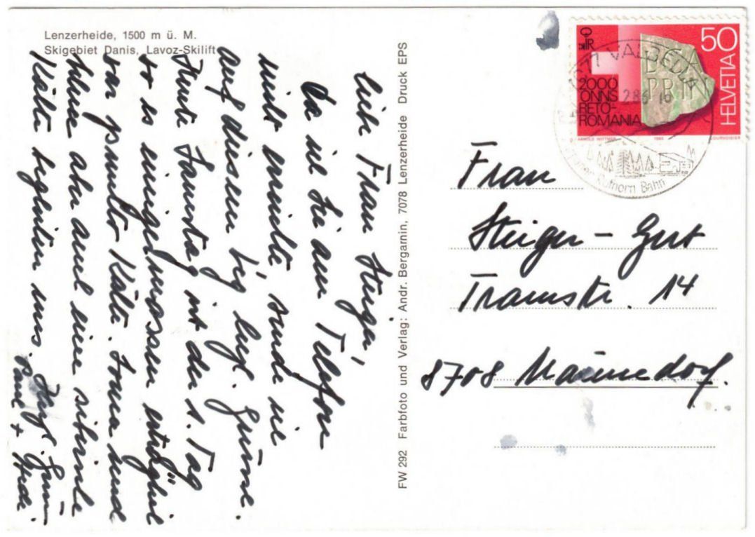 Cartoline postali: Lenzerheide - Skilift Lavoz – Usato da Binningen venduto da Mountainrider 1