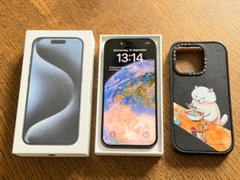 Apple iPhone 15 Pro Blau Titan 128GB inkl. Casetify Hülle