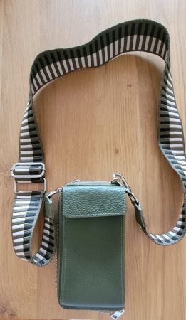Umhängetasche, Handytasche Echtleder olivgrün