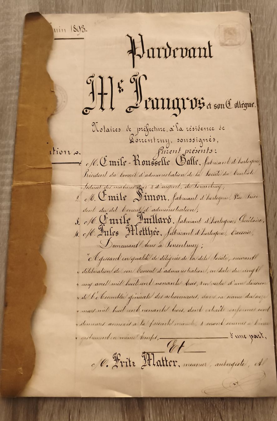 Dokumente: Document 1895, Pervant Notaires, Loussentiny, used – Gebraucht aus Prilly von jor_x27s