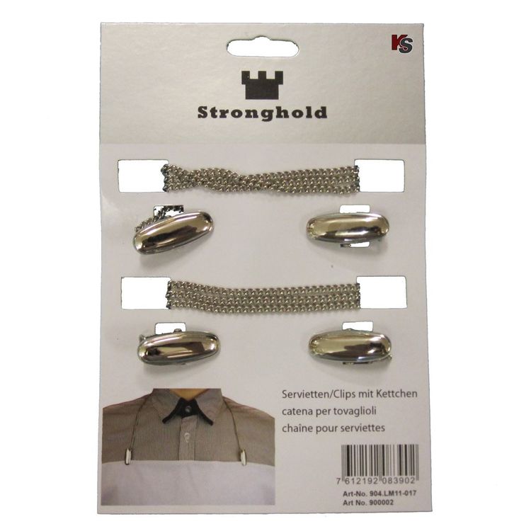 4 Stück Serviettenhalter Mit Clip - Edelstahl Serviettenkette Für Senioren Und Kinder