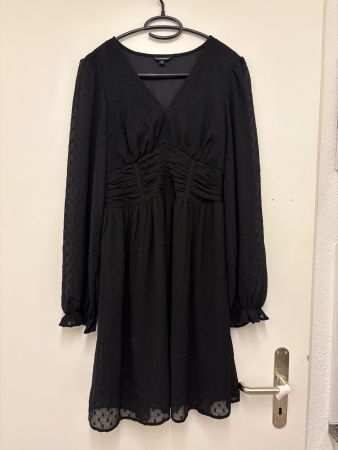 Kleid schwarz Grösse 38 Stoffmuster Langarm