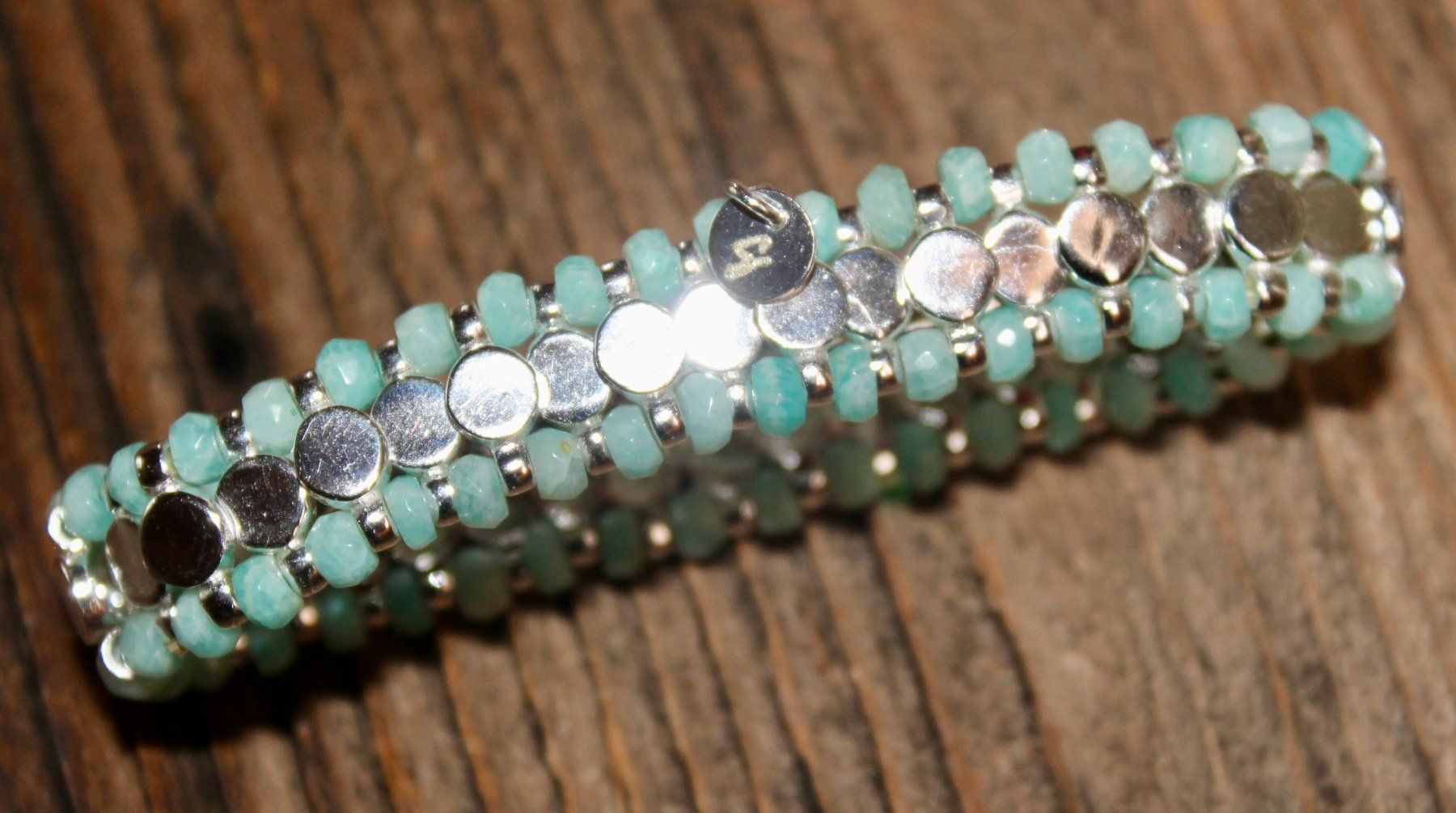 Bracelets: Armband, Messing versilbert mit Amazonit – Neuf (Voir description) à Kirchlindach par hekilida 2
