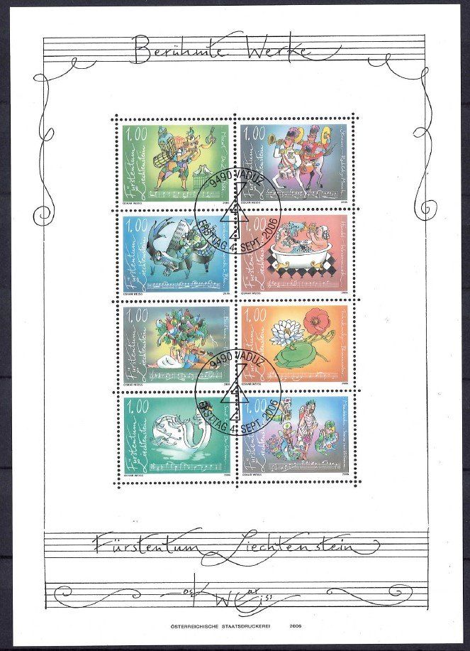 Alle Briefmarken: FL Bogen Berühmte Musikwerke – Gebraucht aus Bellach von qsearch