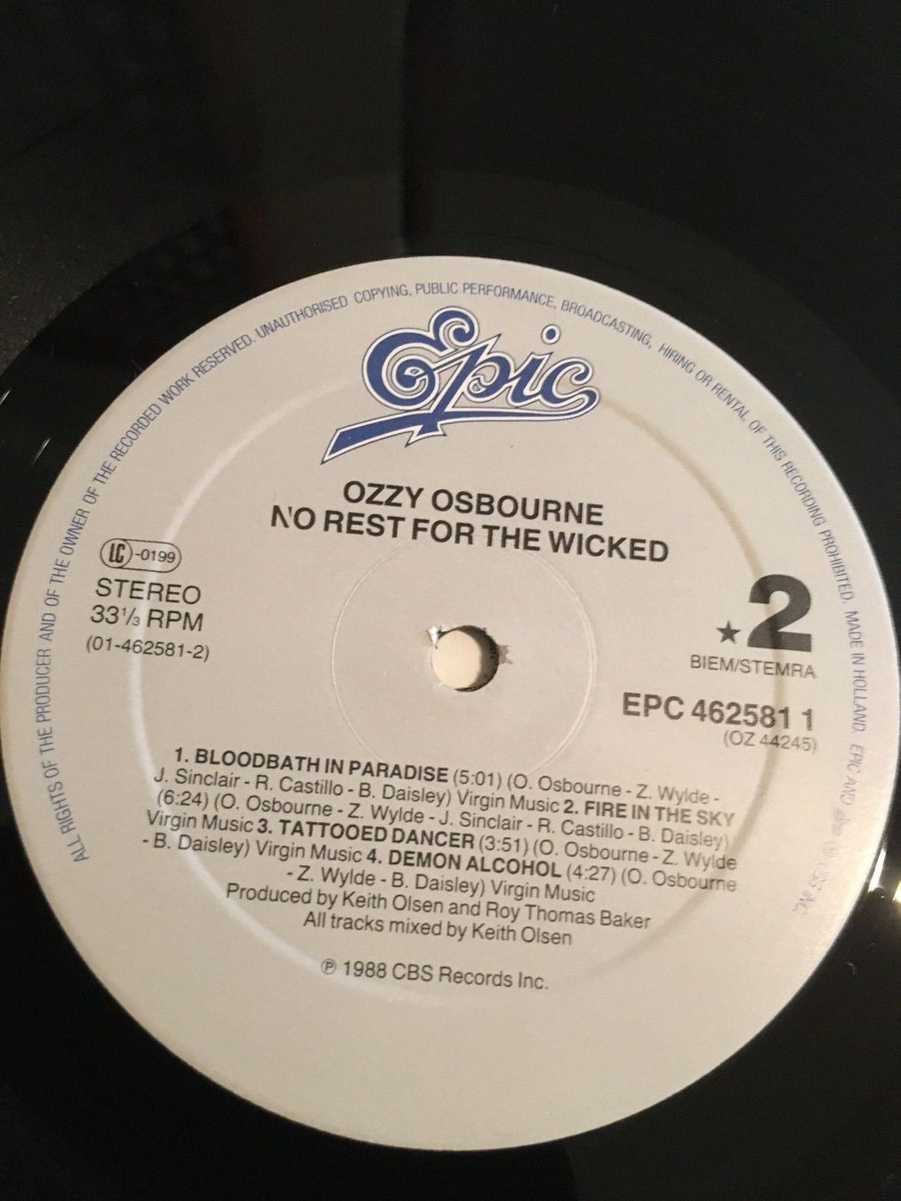 Dischi in vinile: Ozzy Osbourne    1988  Top Zustand – Usato da Faulensee venduto da Mizuno06 3