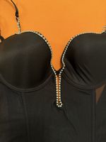 Schwarzes Korsett mit Strass, Gr. S/75B