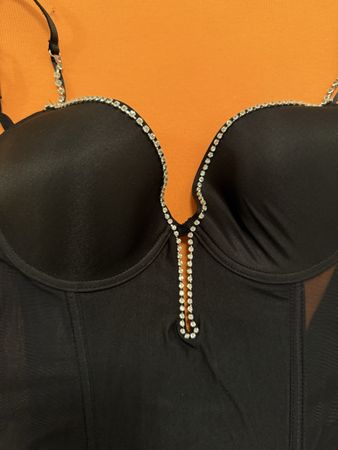 Schwarzes Korsett mit Strass, Gr. S/75B