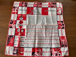 Vintage Tuch Sternzeichen Jungfrau rot weiss bedruckt