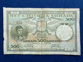 Belgrad 1935 - Jugoslawien - 500 Dinara - König Petar II.