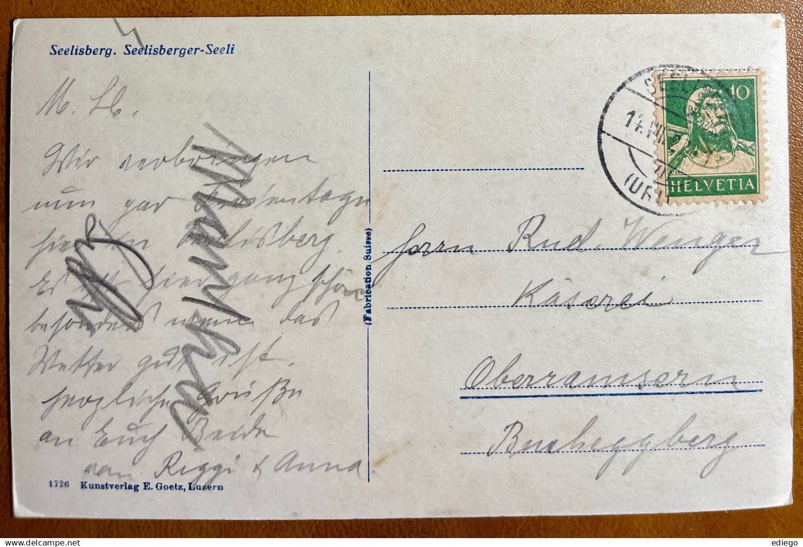 Cartoline postali: Seelisberg - Seelisberg-Seeli 1927 – Usato da Lutry venduto da Ediego 1