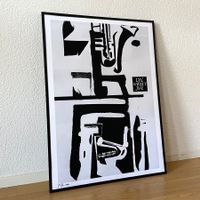 Late Night Jazz Moderne Kunst Abstrakt Black White Lounge