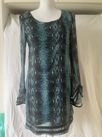 ❤️Kleid / Cocktailkleid blue/black langarm Schlangenprint ❤️