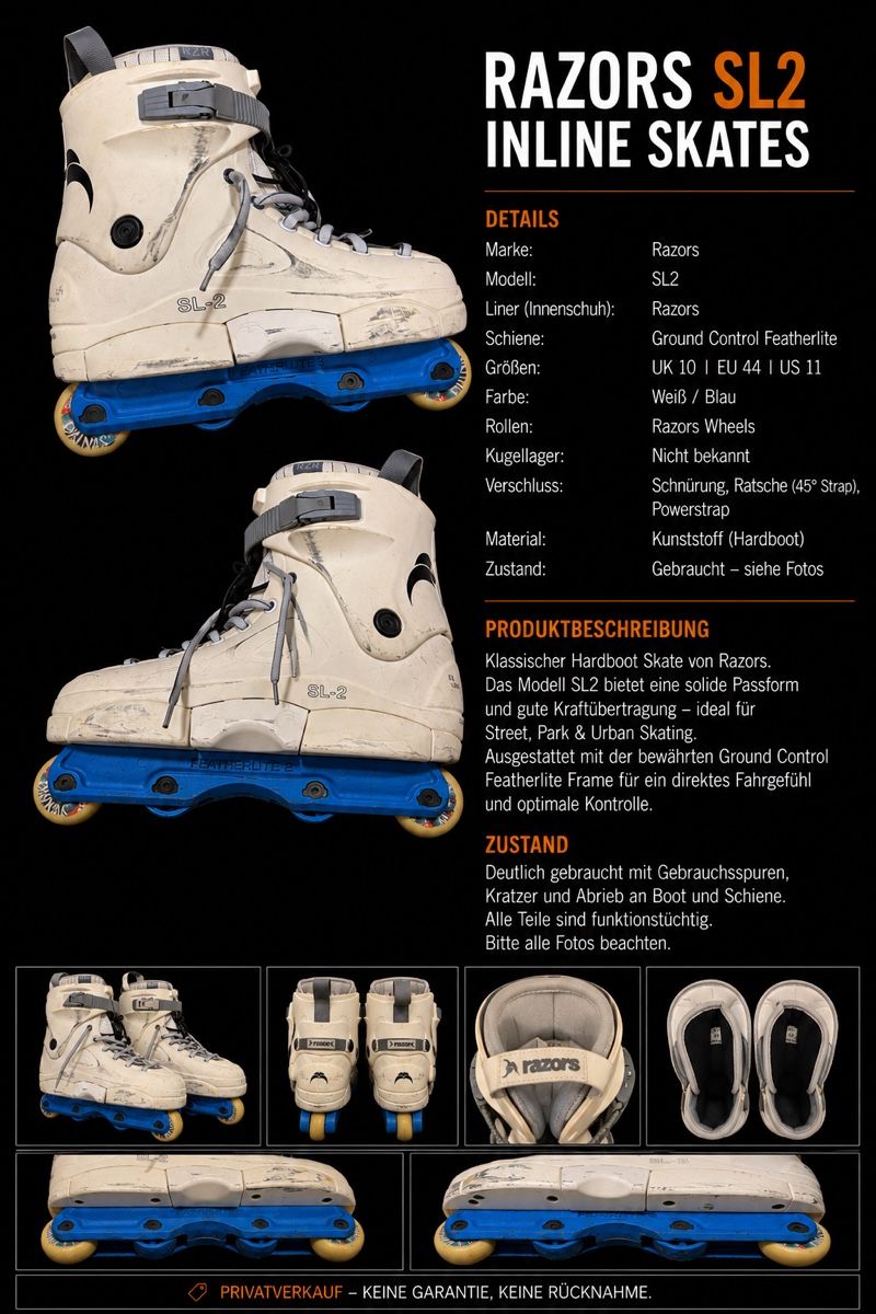 Patins à roul. & inline: Razors SL2 Inline Skates Grösse EU 44 gebraucht – D'occasion à Hedingen par PabloEscobar-