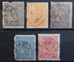 Norwegen Kat. 11-15 gest. 1867 Kat. 196 Euro