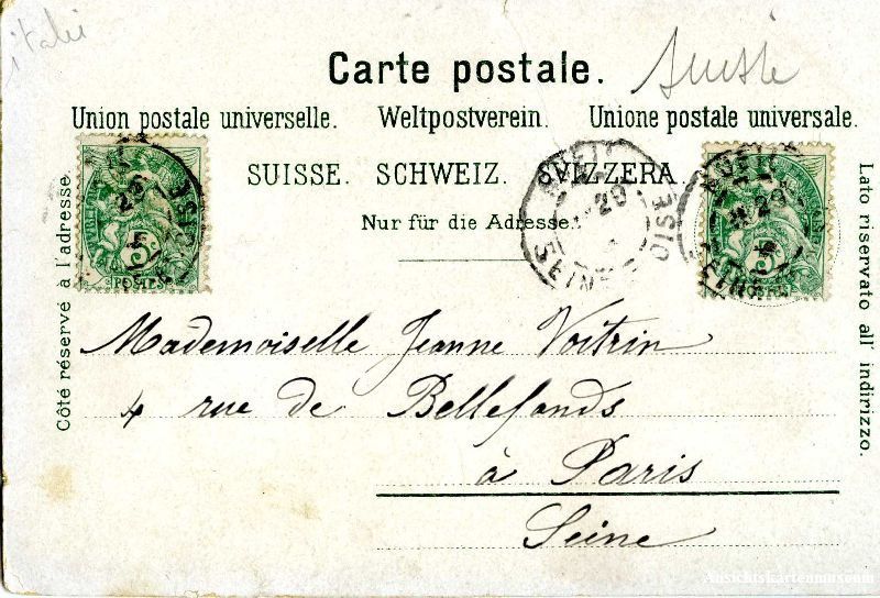 Cartoline postali: Lugano - Via Nassa Ticino Litho + 1900 – Usato da Emmenbrücke venduto da teestube 1