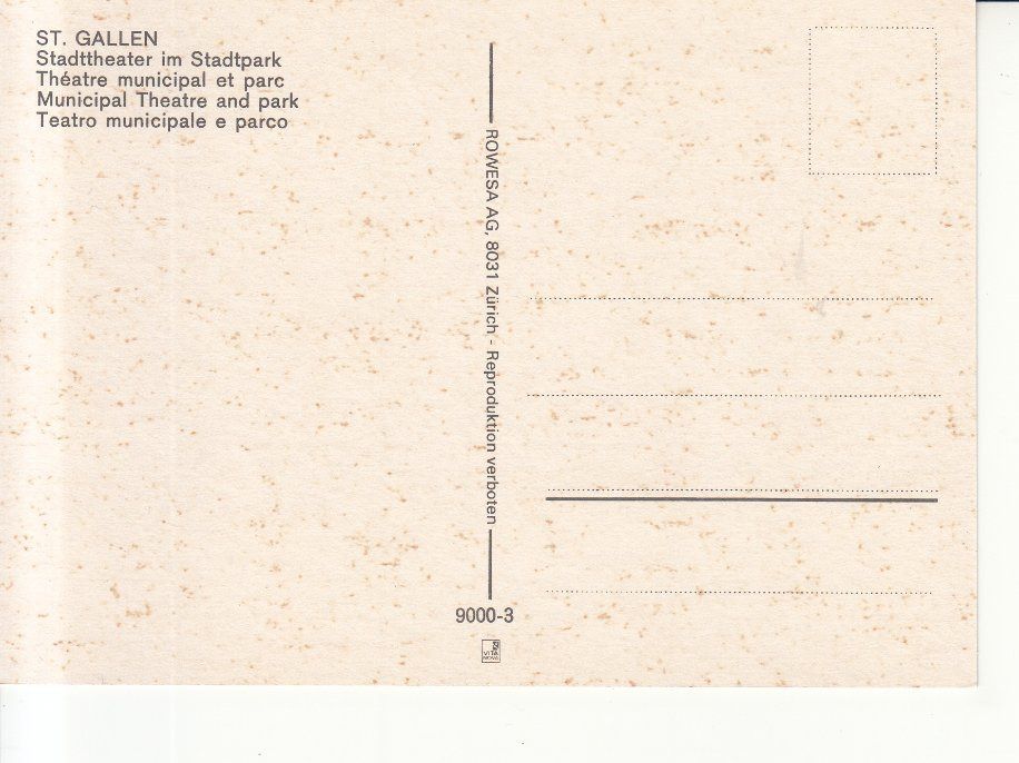 Cartoline postali: St. Gallen Stadttheater ca. 1970 – Usato da Bürglen TG venduto da StampGraf 1