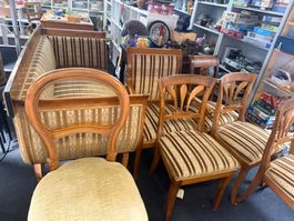 Stuhl Set 5 Stk. Holz Stoff gemustert guter Zustand