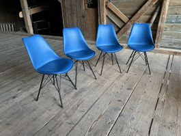Lot de 4 chaise design bleu vintage