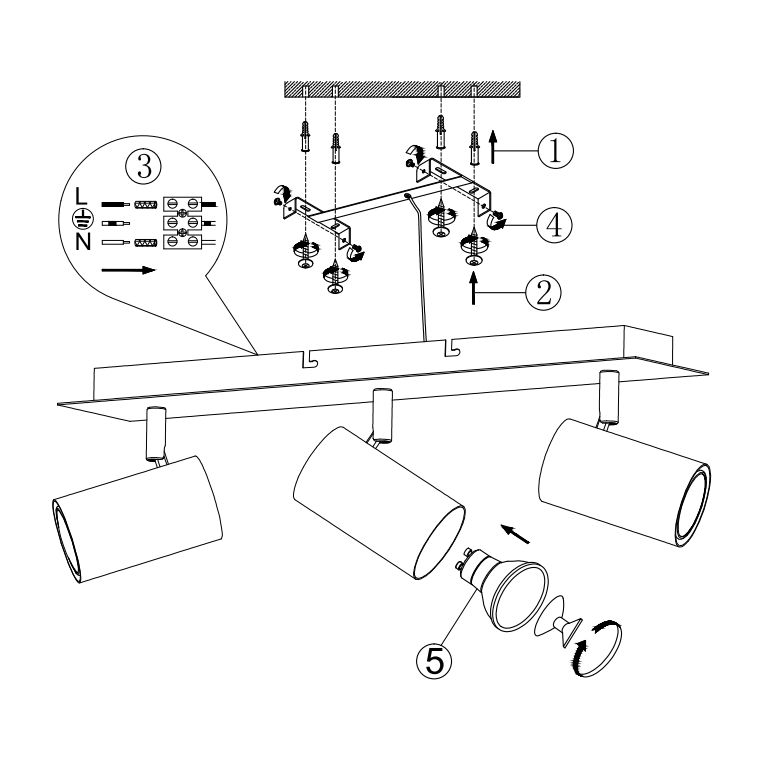 Lampade: Deckenleuchte, 3er Spot, 48 cm x 9 cm – Nuovo (secondo la descrizione) da Kreuzlingen venduto da Smart-Light 3