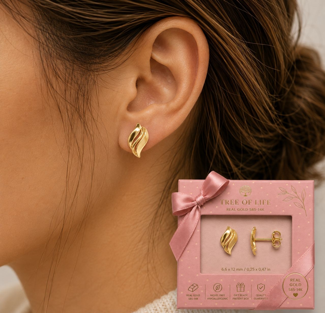 Orecchini pendenti & Orecchini a lobo: 14 karat gelbgold Ohrstecker  – Nuovo e nell'imballaggio originale da Hemmental venduto da Fantasie1 1