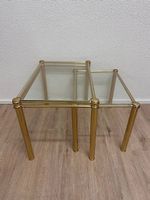 Vintage Hollywood Regency Satztische aus Messing und Glas