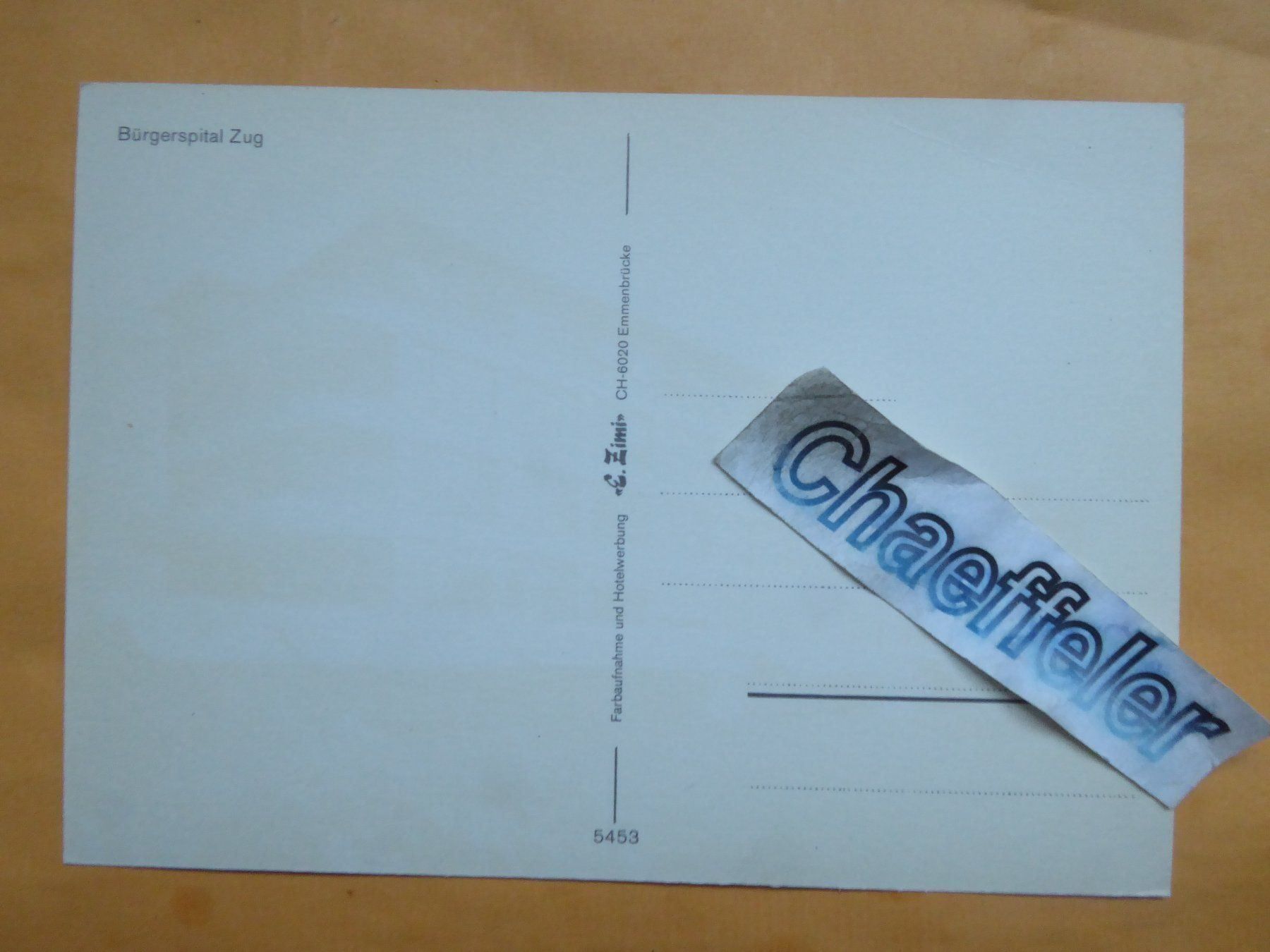 Cartoline postali: Bürgerspital Zug – Usato da Zürich venduto da Chaeffeler 1