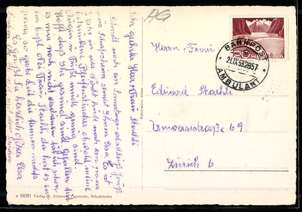Cartoline postali: Schafisheim, Totalansicht mit Bergblick – Usato da Berlin venduto da bartko-reher 1