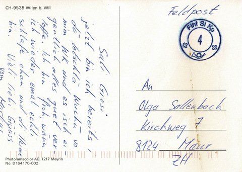 Ansichtskarten: Ansichtskarte Wilen bei Wil, gelaufen – Gebraucht aus Ebmatingen von desalli 1