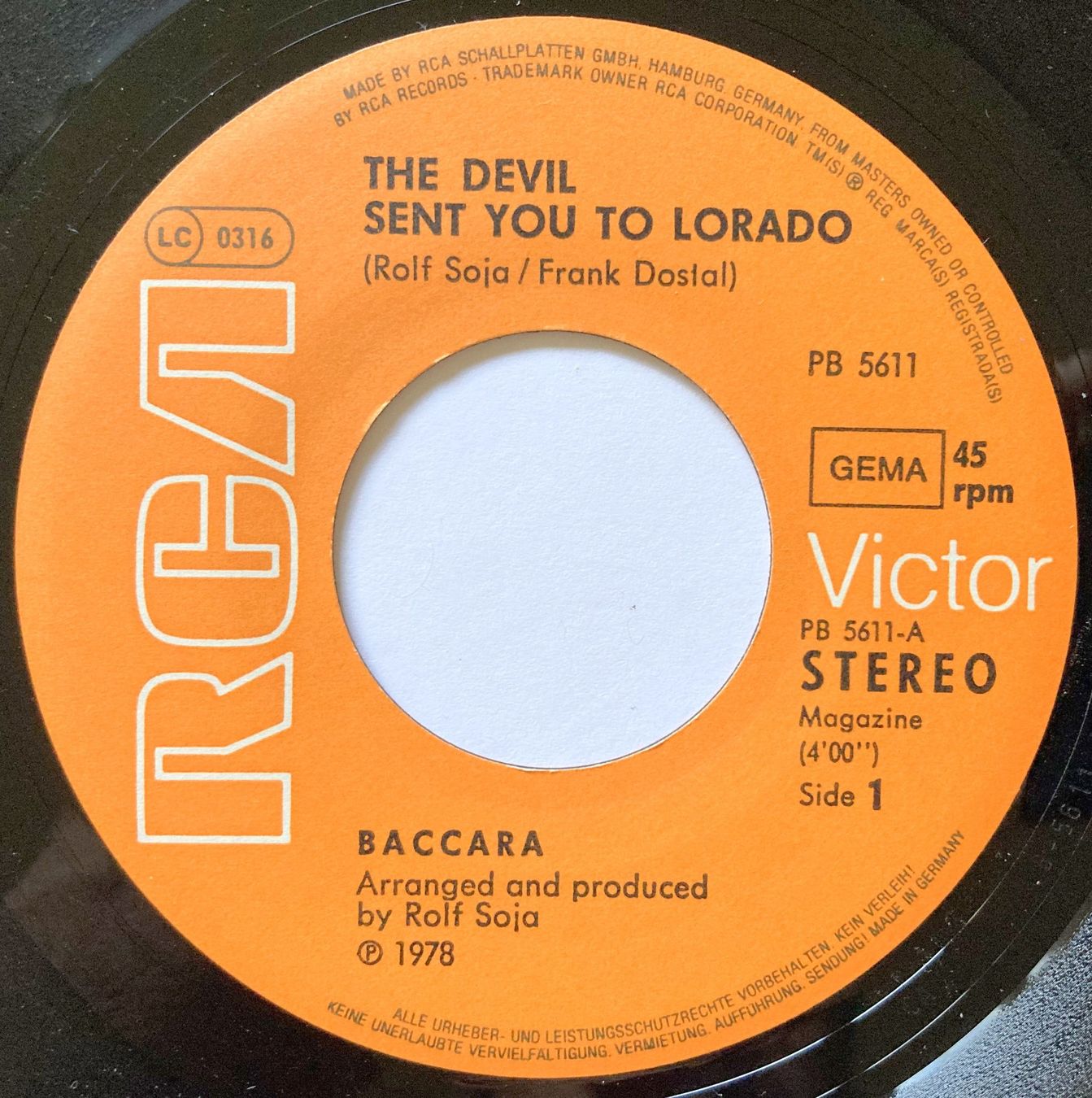 Vinyles: BACCARA - THE DEVIL SENT YOU TO LORADO – D'occasion à Bottens par hotter-than-hell 2