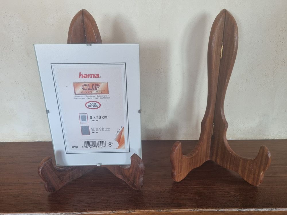 Supports En Bois Pour Assiettes Décoratives - Lot De 2 - Chevalet Présentation 15x12x16cm - Naturel
