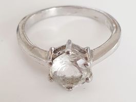 Silber Ring, Damenring 925 mit ein Stein, Grösse 17.8mm