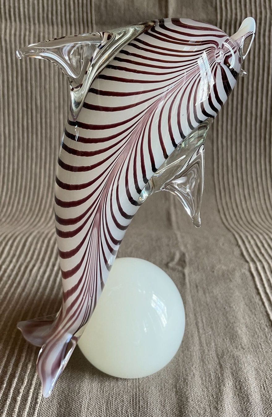 Murano Statuette: Delfin Glas von Murano weiss Zebramuster – Nuovo (secondo la descrizione) da Bern venduto da Chraebu2 5