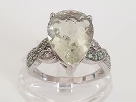 Damenring, Ring aus 925 Silber, Grün Amethyst, Gr. 17,4 mm