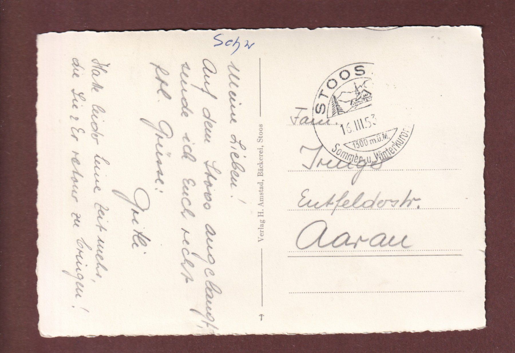 Cartoline postali: STOOS - Skilift - 1953 – Usato da Pully venduto da nicecards-shop 1