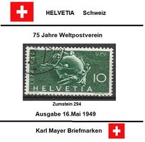 75 Jahre Weltpostverein Ausgabe Schweiz