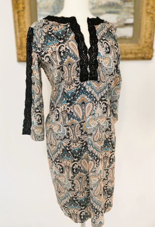 Boutique Kleid Niza mit schwarzen Spitzen Paisley Gr. 38