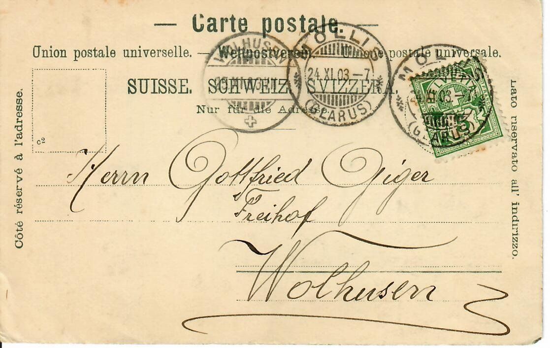 Cartoline postali: Gruss aus Glarus 1903 – Usato da Hochdorf venduto da Ziegel-16 1